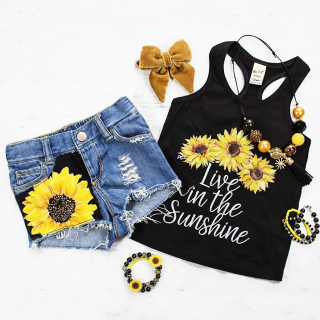 Kids Denim Vest and Shorts Set