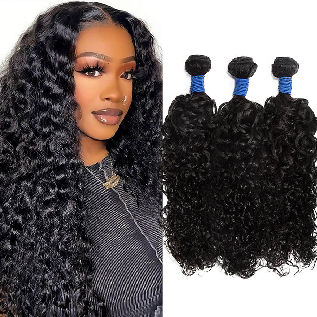 Water Wave Virgin Brazilian Hair Bundles Wet and Wavy Hair Natural Color 14-30 Inch - Stariahair