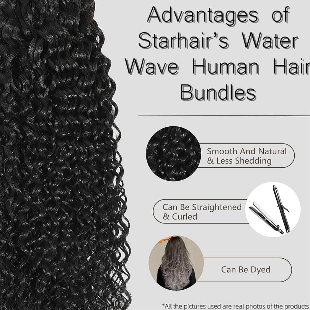 Water Wave Virgin Brazilian Hair Bundles Wet and Wavy Hair Natural Color 14-30 Inch - Stariahair