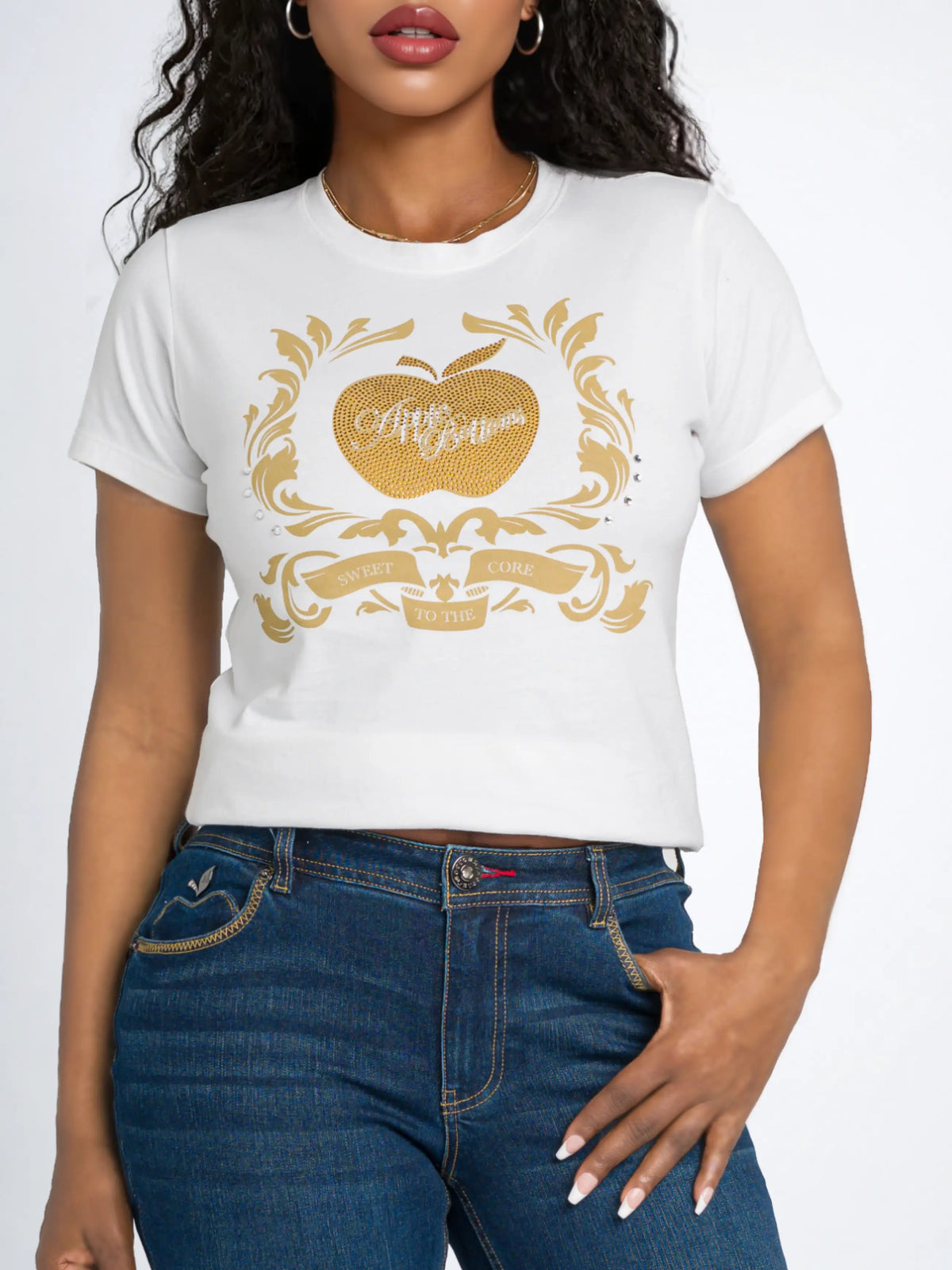 Golden Crest Tee - White