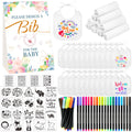 Aisharery Bibs Baby Shower Games Sign Set | Baby Feeder Bibs | Newborn Gifts Fabric Marker Stencils Kit - # BAAA21110035