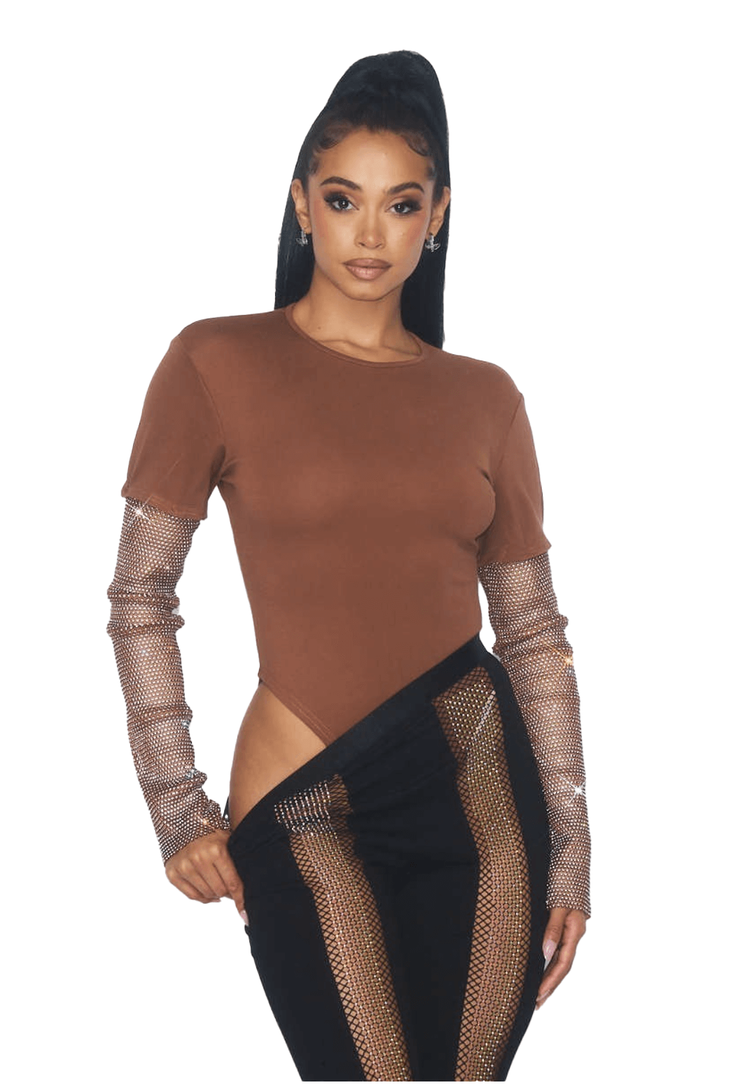 Rhinestone Sleeve Bodysuit