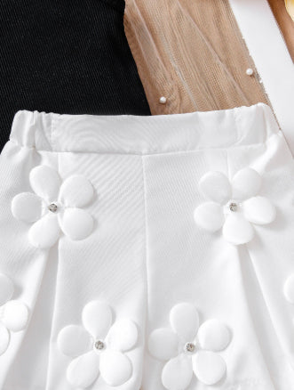 Sleeveless Top 3D Floral Shorts Two-piece Set