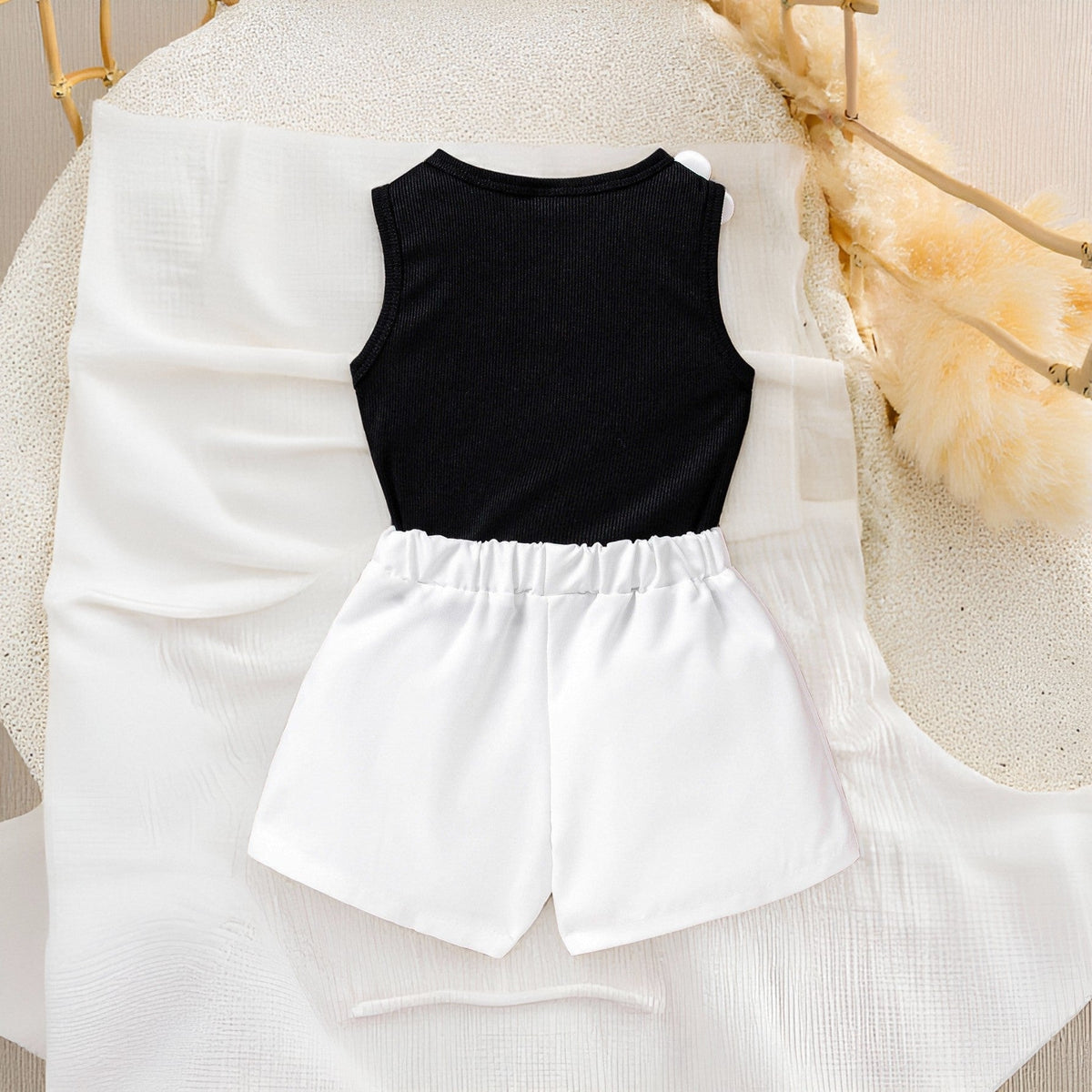 Sleeveless Top 3D Floral Shorts Two-piece Set