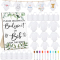 Hoosige 43 Pcs Baby Shower Games | White Baby Bodysuit | Decorating Kit Bibs | Design Games Prizes | Include Wooden Game Sign | With 15 Blank White Bibs & 15 Newborn Bodysuit | 12 Marker for Baby Shower - # BAAA21110036
