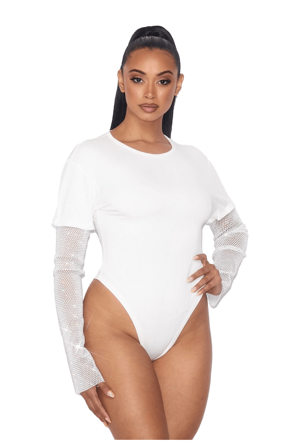 Rhinestone Sleeve Bodysuit